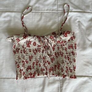 Papermoon Red and white Tie Front Crop Top